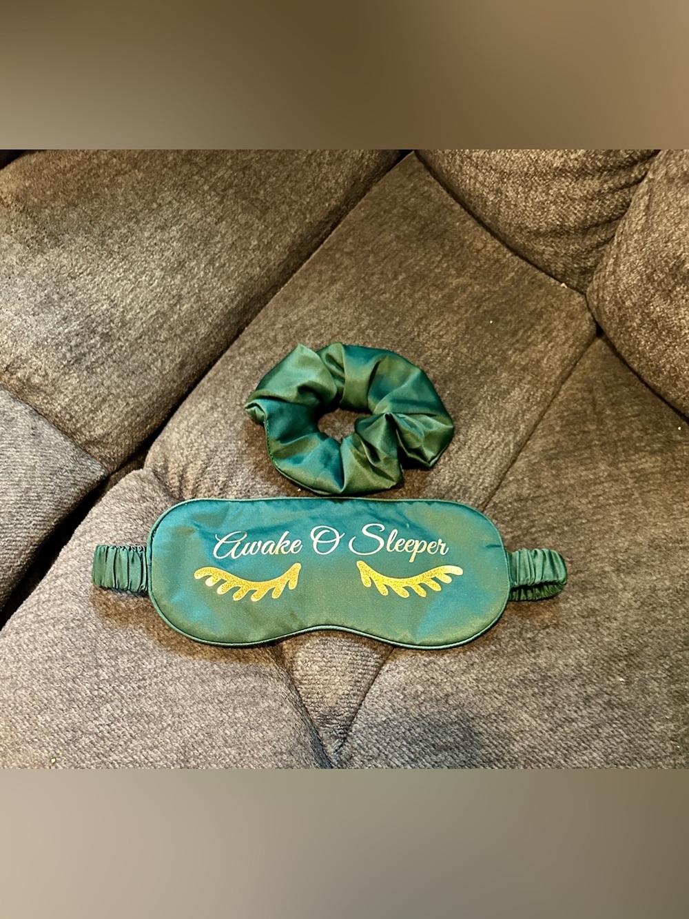 Emerald Green Satin Sleep Mask & Scrunchie Set